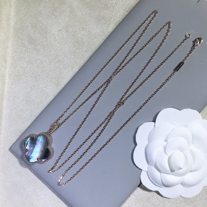 [Olivia Jewelry]CLOVER 25MM GOLD DARK MOP BIG CLOVER NECKLACE