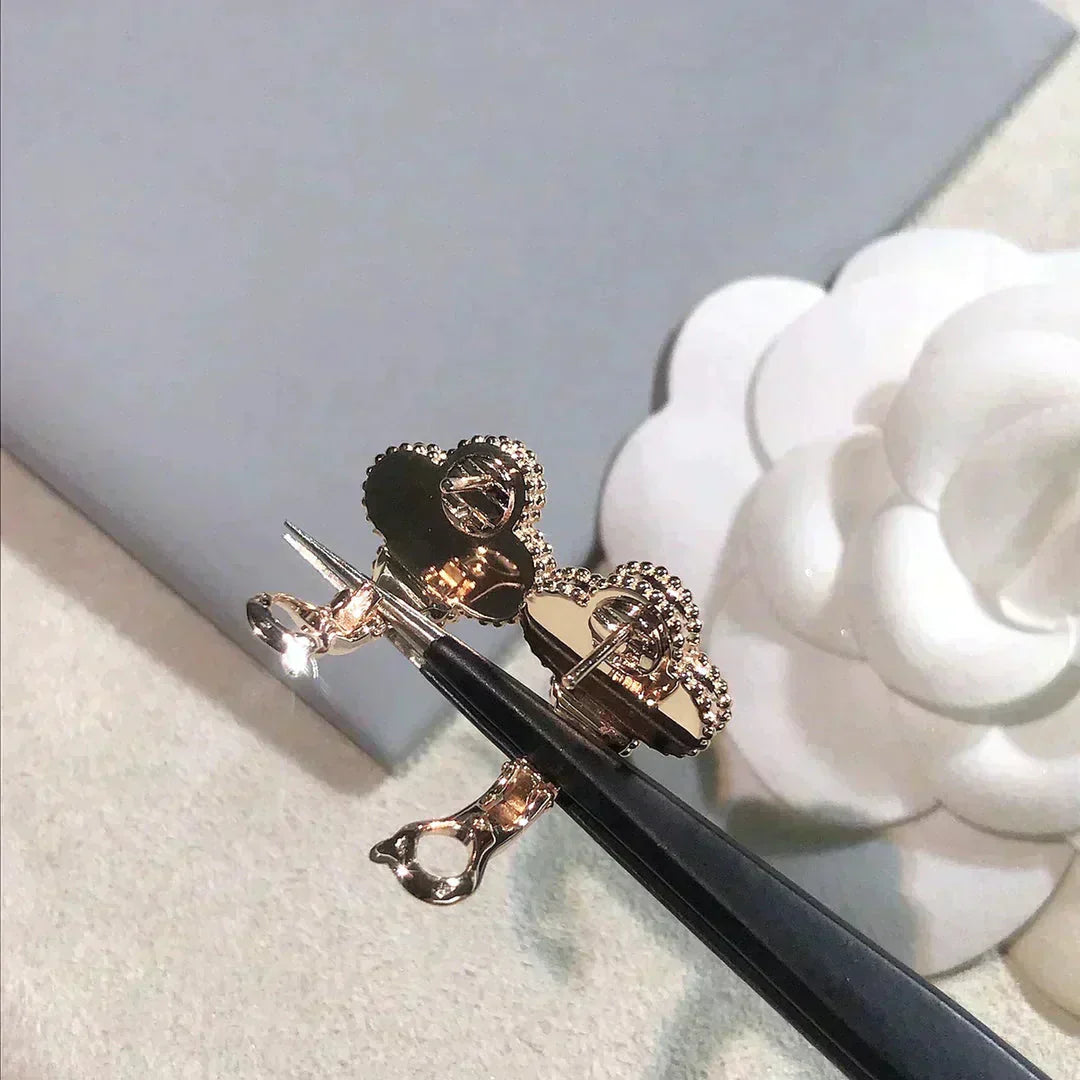 [Olivia Jewelry]CLOVER MEDIUM 1 MOTIFS  PINK MOP DIAMOND EARRINGS