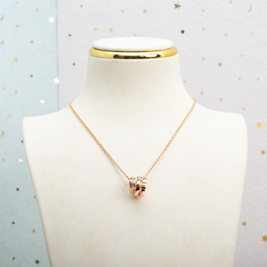 [OLIVIA]SERPENTI PINK GOLD NECKLACE DIAMOND