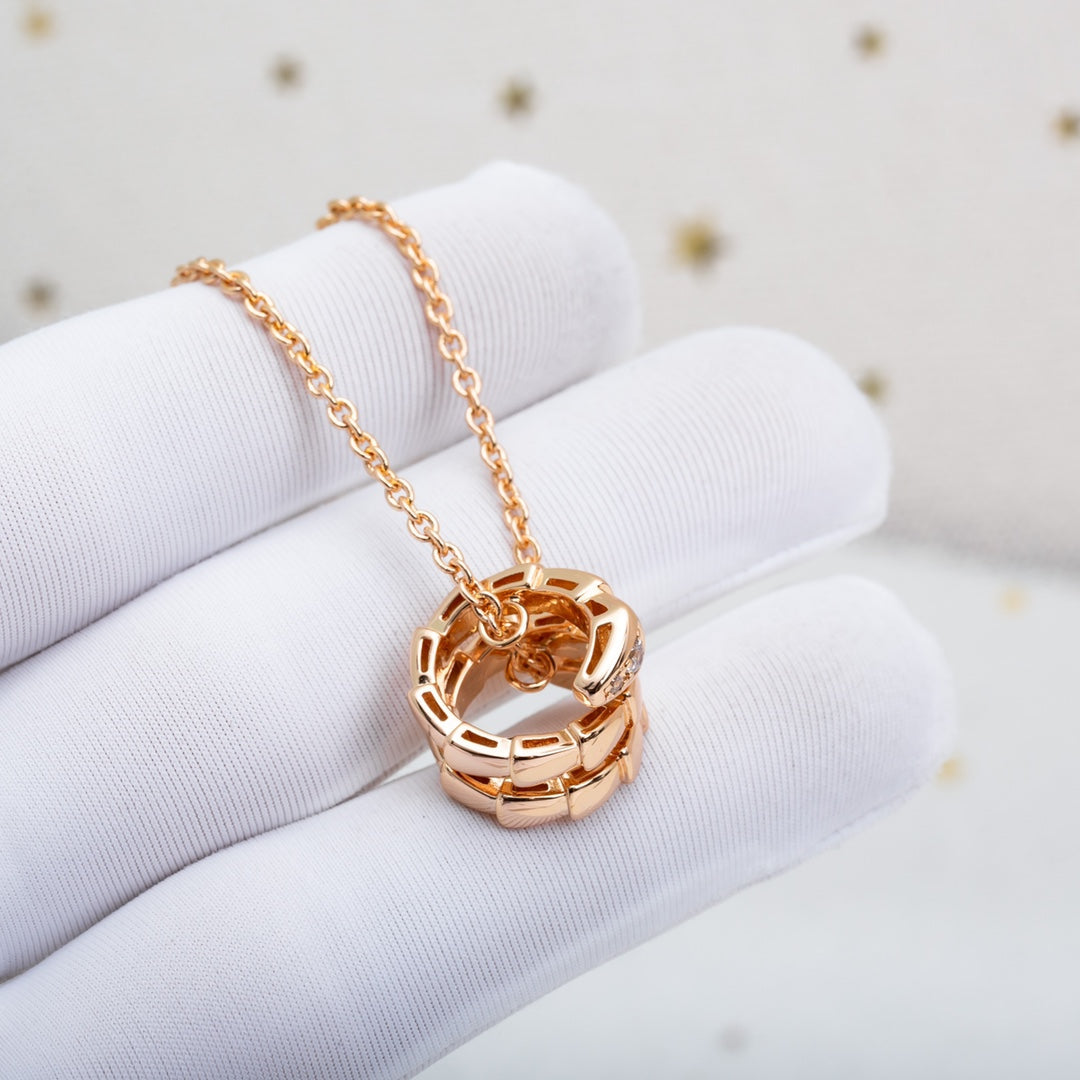 [OLIVIA]SERPENTI PINK GOLD NECKLACE DIAMOND