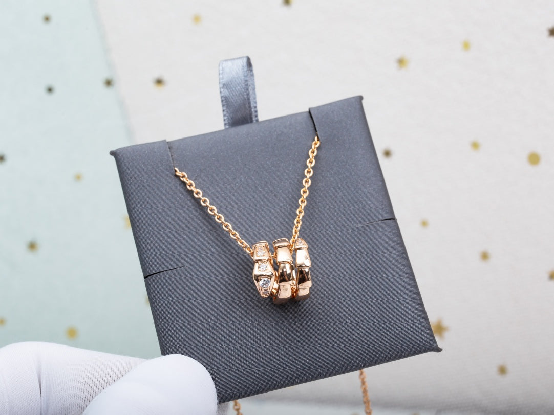 [OLIVIA]SERPENTI PINK GOLD NECKLACE DIAMOND