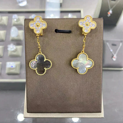 [Olivia Jewelry]CLOVER  2 MOTIFS  DIAMOND  EARRINGS (MULTIPLE CHOICESç´