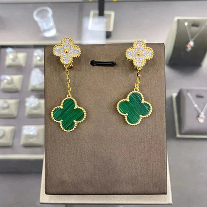 [Olivia Jewelry]CLOVER  2 MOTIFS  DIAMOND  EARRINGS (MULTIPLE CHOICESç´