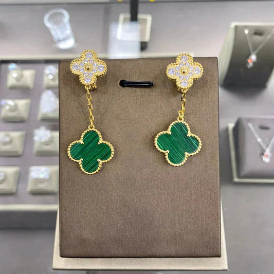 [Olivia Jewelry]CLOVER  2 MOTIFS  DIAMOND  EARRINGS (MULTIPLE CHOICESç´