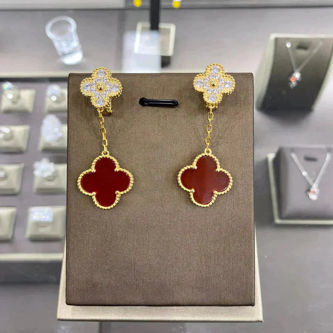 [Olivia Jewelry]CLOVER  2 MOTIFS  DIAMOND  EARRINGS (MULTIPLE CHOICESç´