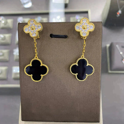 [Olivia Jewelry]CLOVER  2 MOTIFS  DIAMOND  EARRINGS (MULTIPLE CHOICESç´