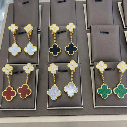 [Olivia Jewelry]CLOVER  2 MOTIFS  DIAMOND  EARRINGS (MULTIPLE CHOICESç´