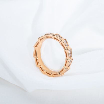 [Olivia Jewelry]SERPENTI RING PINK GOLD DIAMOND PAVED 3MM