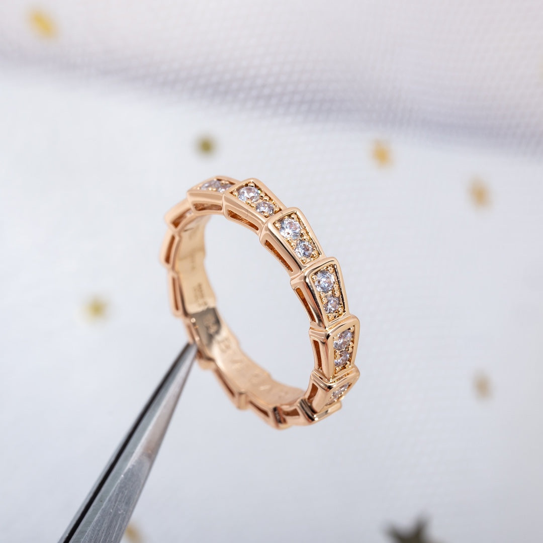 [OLIVIA]SERPENTI RING PINK GOLD DIAMOND PAVED 3MM