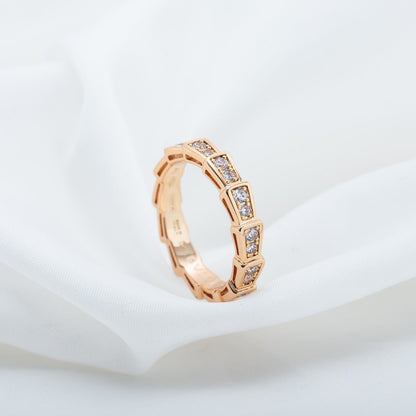 [OLIVIA]SERPENTI RING PINK GOLD DIAMOND PAVED 3MM