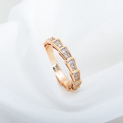 [Olivia Jewelry]SERPENTI RING PINK GOLD DIAMOND PAVED 3MM
