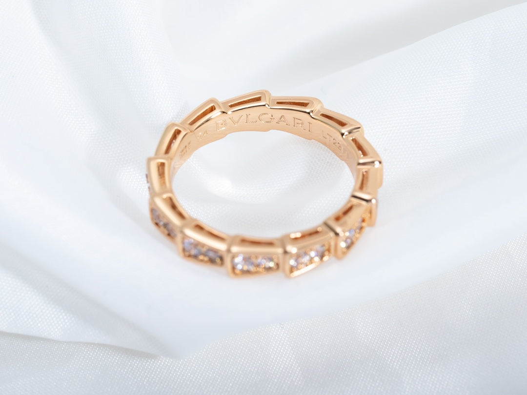 [Olivia Jewelry]SERPENTI RING PINK GOLD DIAMOND PAVED 3MM