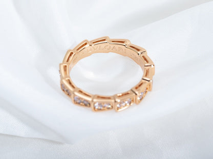 [Olivia Jewelry]SERPENTI RING PINK GOLD DIAMOND PAVED 3MM