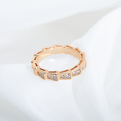 [Olivia Jewelry]SERPENTI RING PINK GOLD DIAMOND PAVED 3MM