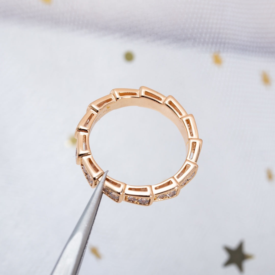 [Olivia Jewelry]SERPENTI RING PINK GOLD DIAMOND PAVED 3MM