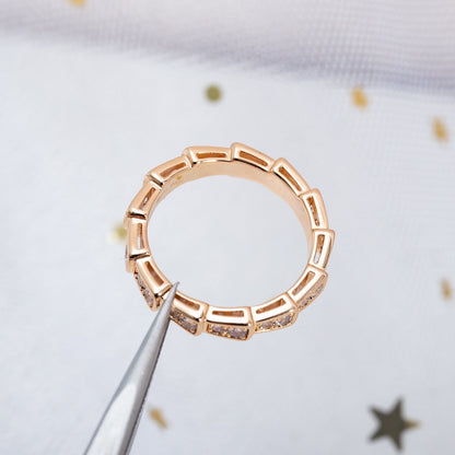 [Olivia Jewelry]SERPENTI RING PINK GOLD DIAMOND PAVED 3MM