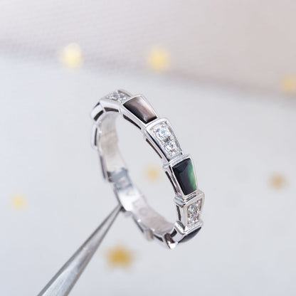 [OLIVIA]SERPENTI RING SILVER  DIAMOND BLACK MOP 3MM