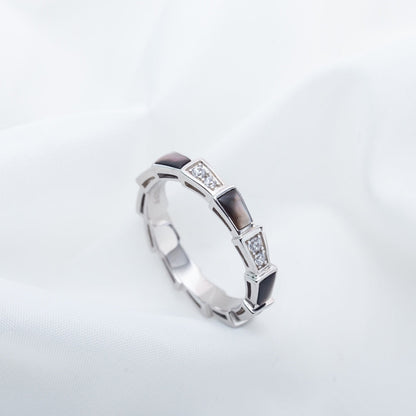 [OLIVIA]SERPENTI RING SILVER  DIAMOND BLACK MOP 3MM