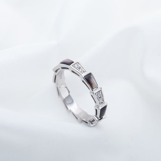 [OLIVIA]SERPENTI RING SILVER  DIAMOND BLACK MOP 3MM