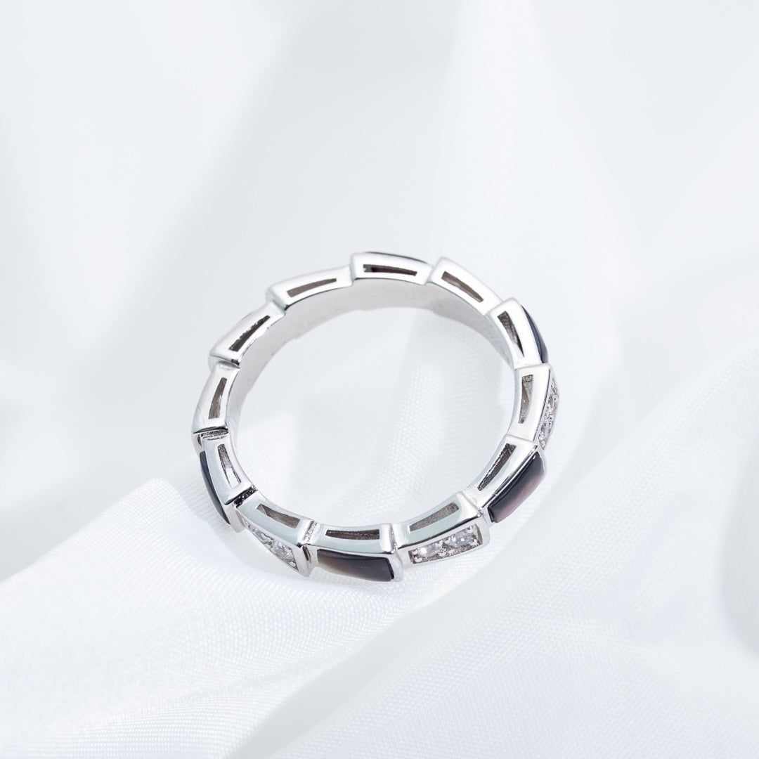 [OLIVIA]SERPENTI RING SILVER  DIAMOND BLACK MOP 3MM