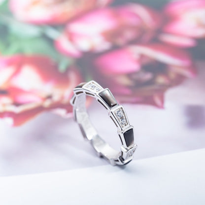 [OLIVIA]SERPENTI RING SILVER  DIAMOND BLACK MOP 3MM