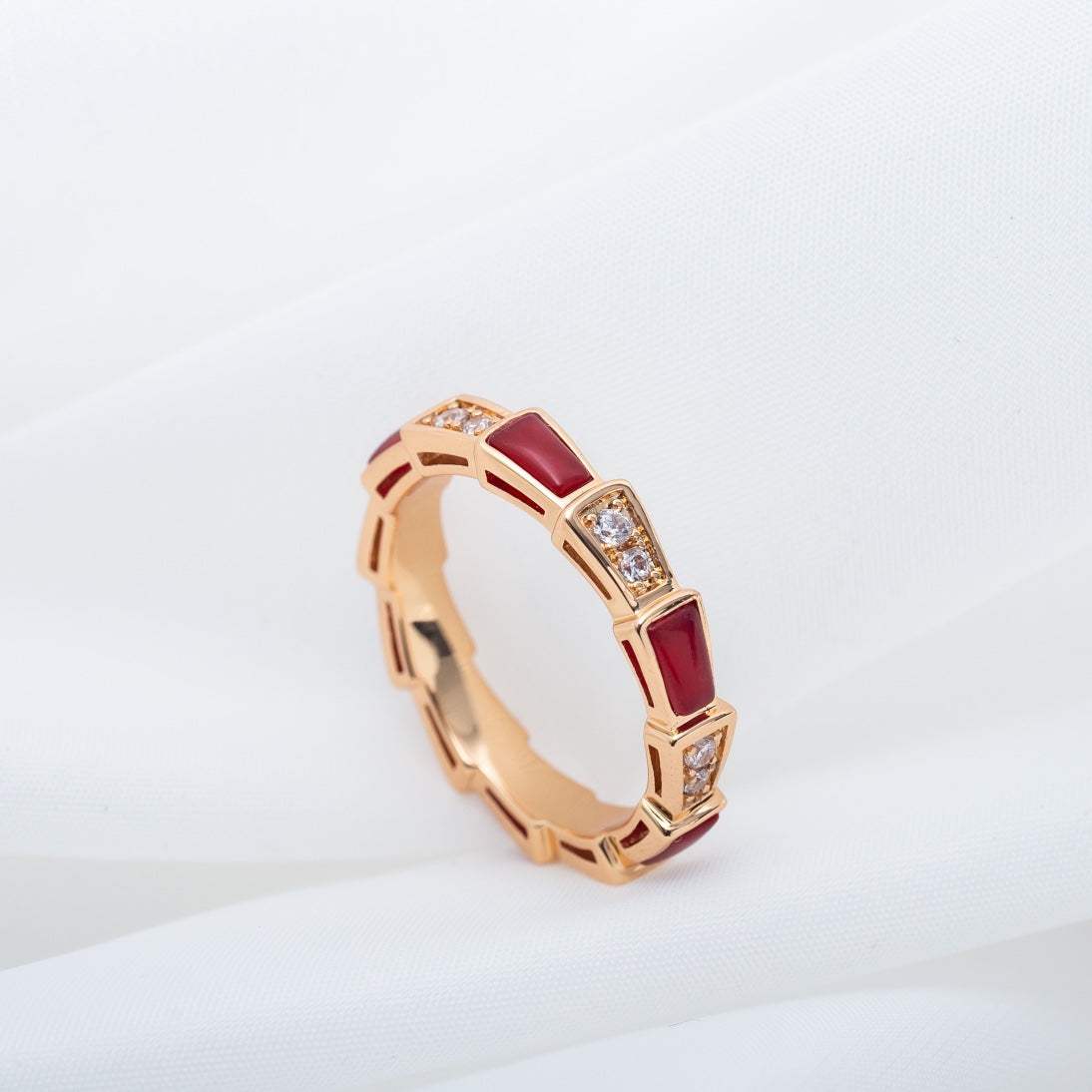 [OLIVIA]SERPENTI RING PINK GOLD CARNELIAN DIAMOND 3MM