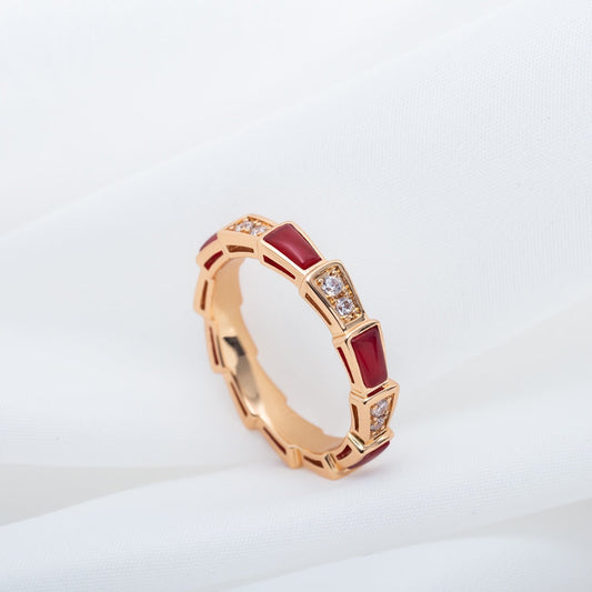 [OLIVIA]SERPENTI RING PINK GOLD CARNELIAN DIAMOND 3MM