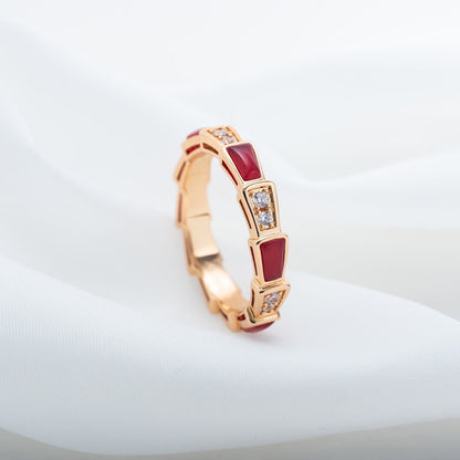 [OLIVIA]SERPENTI RING PINK GOLD CARNELIAN DIAMOND 3MM