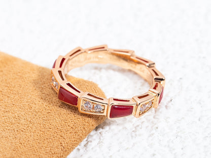 [OLIVIA]SERPENTI RING PINK GOLD CARNELIAN DIAMOND 3MM