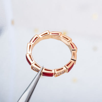 [OLIVIA]SERPENTI RING PINK GOLD CARNELIAN DIAMOND 3MM