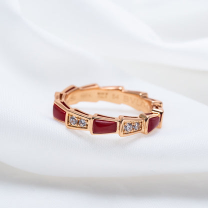 [OLIVIA]SERPENTI RING PINK GOLD CARNELIAN DIAMOND 3MM