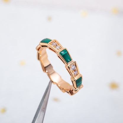 [OLIVIA]SERPENTI RING PINK GOLD MALACHITE DIAMOND 3MM