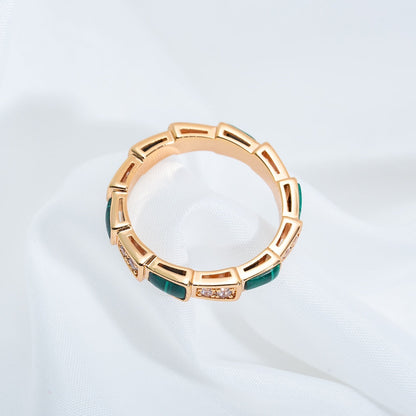 [OLIVIA]SERPENTI RING PINK GOLD MALACHITE DIAMOND 3MM