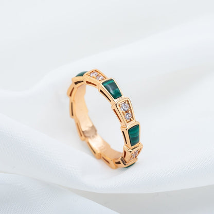 [OLIVIA]SERPENTI RING PINK GOLD MALACHITE DIAMOND 3MM