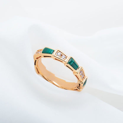 [OLIVIA]SERPENTI RING PINK GOLD MALACHITE DIAMOND 3MM