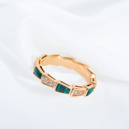 [OLIVIA]SERPENTI RING PINK GOLD MALACHITE DIAMOND 3MM