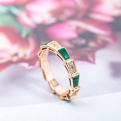 [OLIVIA]SERPENTI RING PINK GOLD MALACHITE DIAMOND 3MM
