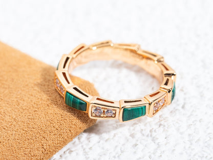 [OLIVIA]SERPENTI RING PINK GOLD MALACHITE DIAMOND 3MM