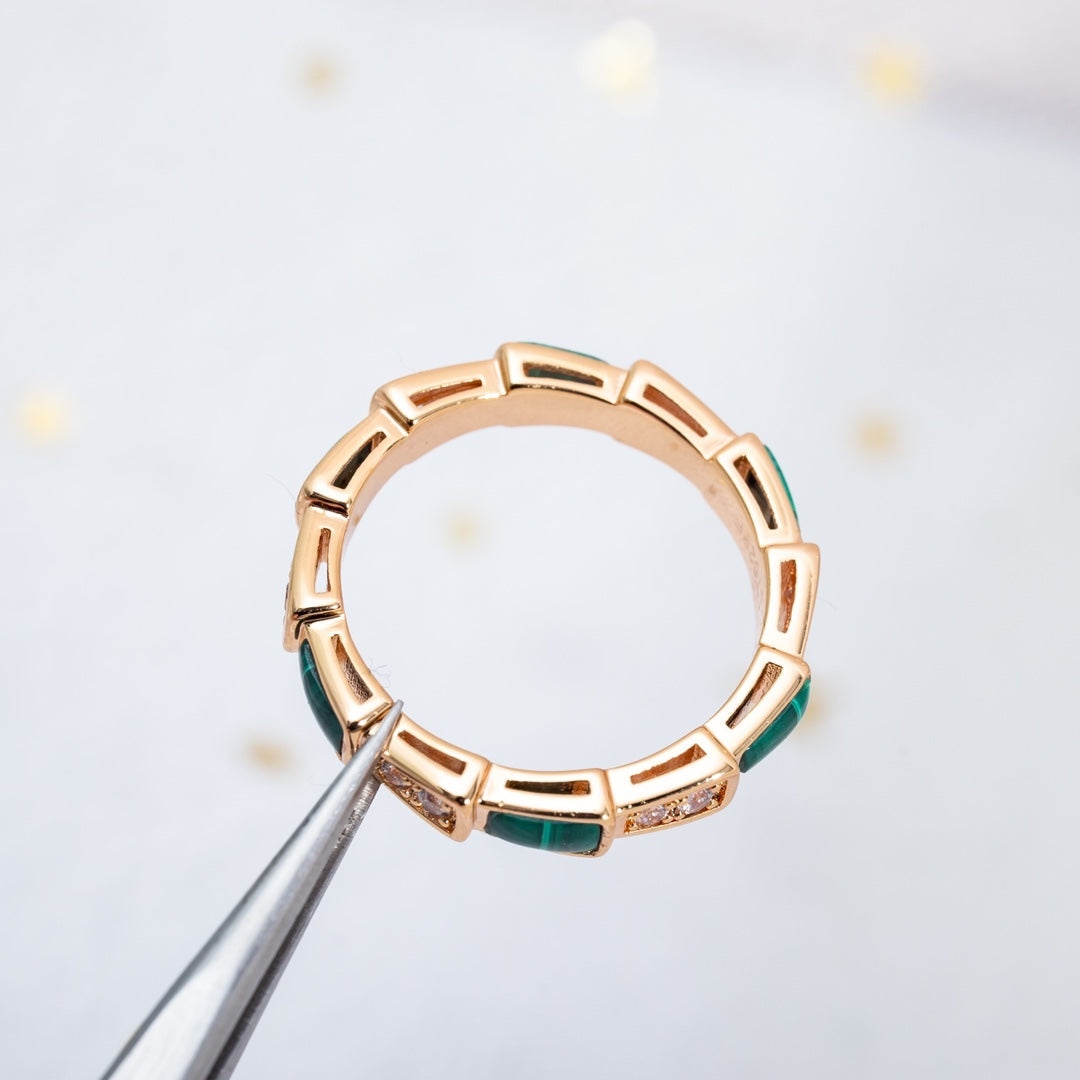 [OLIVIA]SERPENTI RING PINK GOLD MALACHITE DIAMOND 3MM