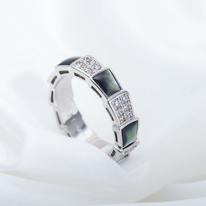 [OLIVIA]SERPENTI RING SILVER DIAMOND BLACK MOP 4MM