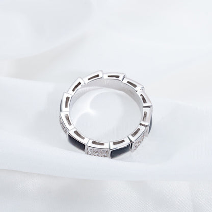 [OLIVIA]SERPENTI RING SILVER DIAMOND BLACK MOP 4MM