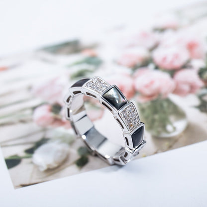 [OLIVIA]SERPENTI RING SILVER DIAMOND BLACK MOP 4MM