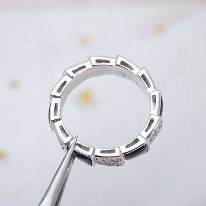 [OLIVIA]SERPENTI RING SILVER DIAMOND BLACK MOP 4MM