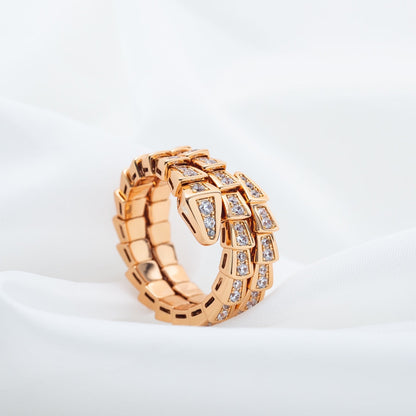 [OLIVIA]SERPENTI RING PINK GOLD DIAMOND DOUBLE ROW