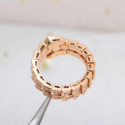 [OLIVIA]SERPENTI RING PINK GOLD DIAMOND DOUBLE ROW
