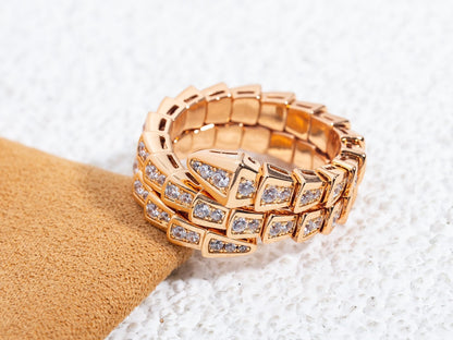 [OLIVIA]SERPENTI RING PINK GOLD DIAMOND DOUBLE ROW