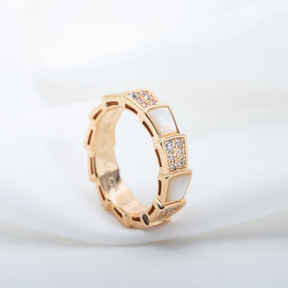 [Olivia Jewelry]SERPENTI RING PINK GOLD MOP DIAMOND PAVED 4MM