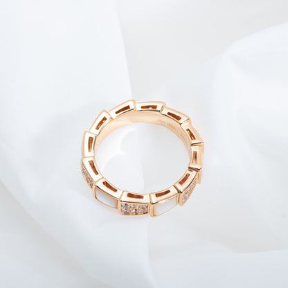 [OLIVIA]SERPENTI RING PINK GOLD MOP DIAMOND PAVED 4MM