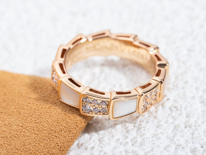 [OLIVIA]SERPENTI RING PINK GOLD MOP DIAMOND PAVED 4MM