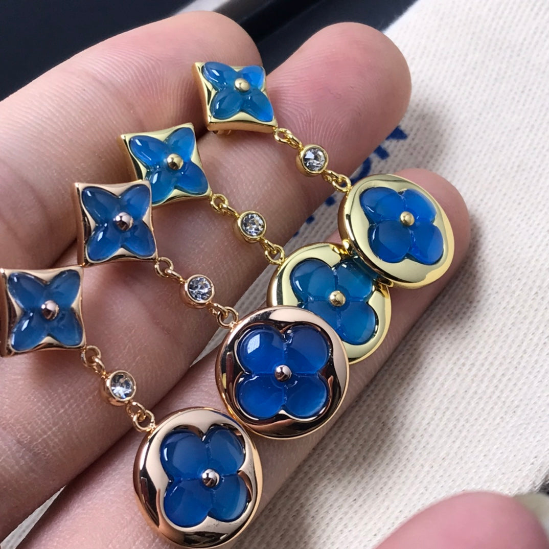 [Olivia Jewelry]STAR AND SUN AGATE DIAMOND EARRINGS